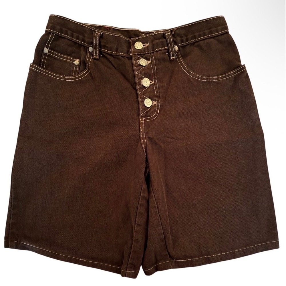 Vintage 80's Be Bop Brown Denim Shorts‎ Button Fly High Waisted Sz Women's 11
